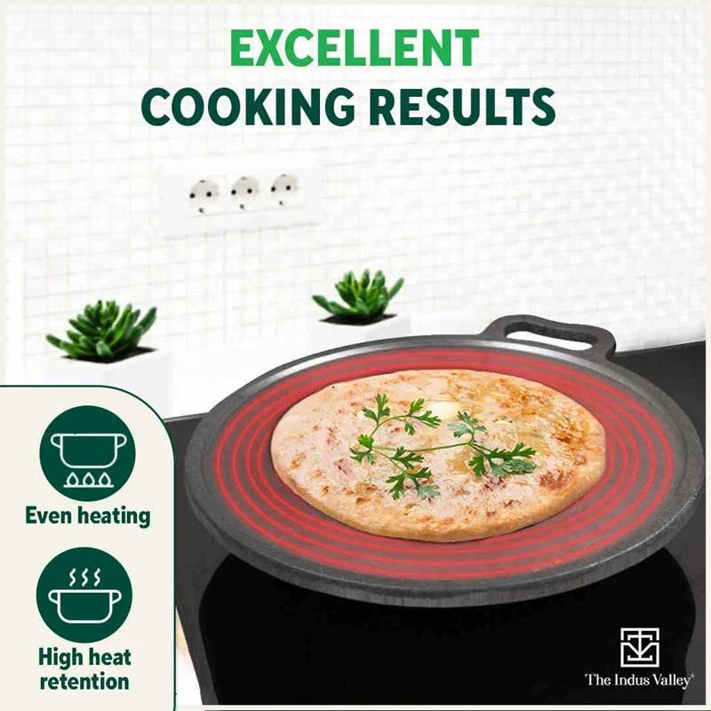 Super Smooth Cast Iron (25.4cm)Kadai+(28cm)Tawa+ Free 400 Tadka Pan, Kitchen set for Home, 100% Pure, Toxin-free, Naturally Nonstick - Image 7