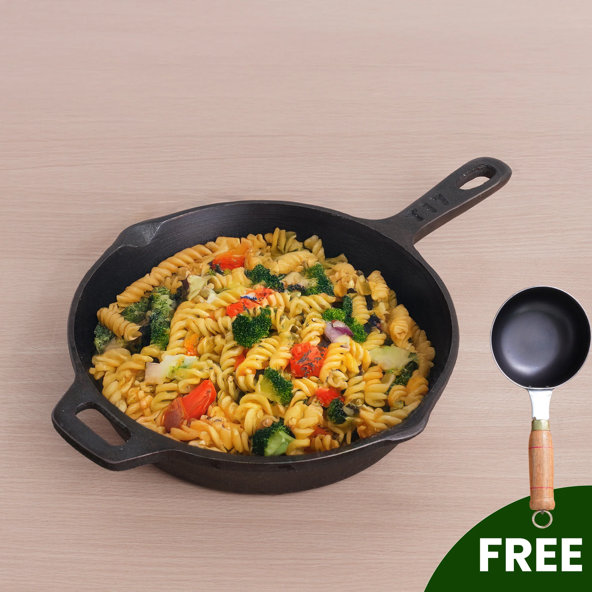 Super Smooth Cast Iron Frypan 1.7L , Pre-seasoned, Nonstick, 100% Pure,Toxin-free, Free ₹400 Tadka Pan