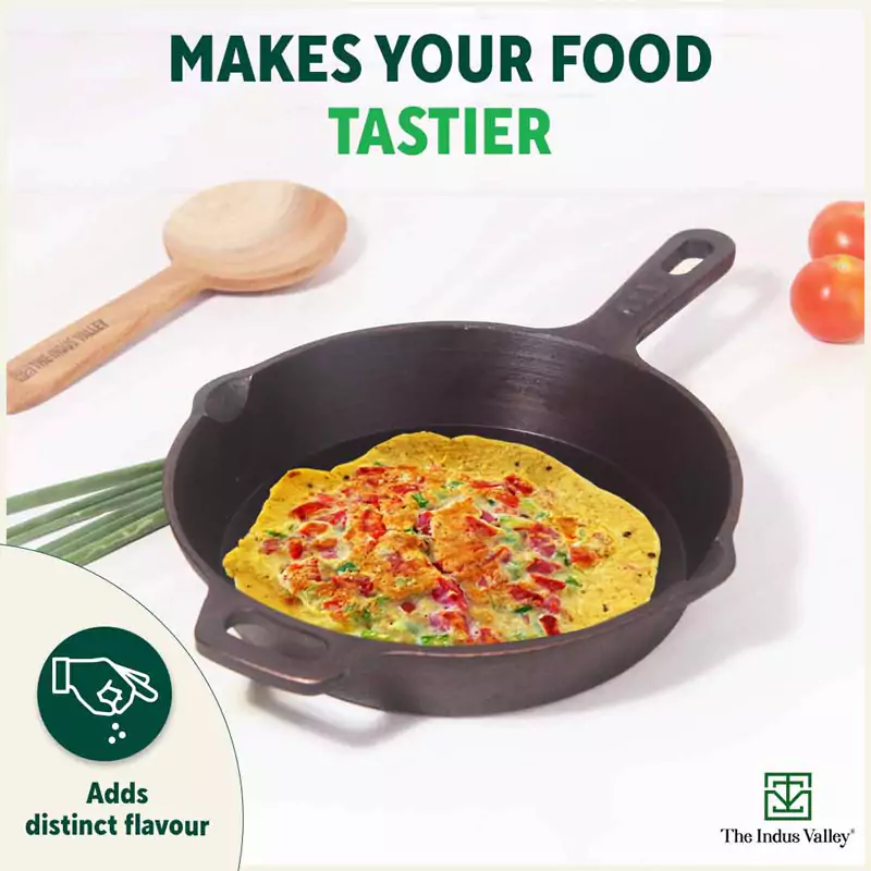 Super Smooth Cast Iron Frypan 1.7L , Pre-seasoned, Nonstick, 100% Pure,Toxin-free, Free ₹400 Tadka Pan - Image 8