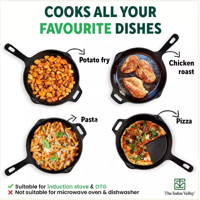 20.3cm CASTrong Cast Iron Fry Pan/Skillet 1.3L, Glass Lid, Pre-seasoned, Natural Nonstick, 100% Pure, Induction - Image 10