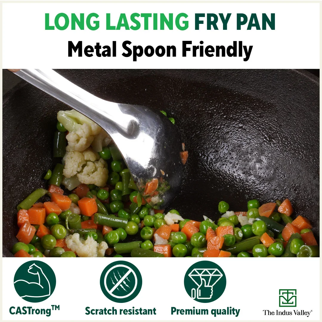 20.3cm CASTrong Cast Iron Fry Pan/Skillet 1.3L, Glass Lid, Pre-seasoned, Natural Nonstick, 100% Pure, Induction - Image 11