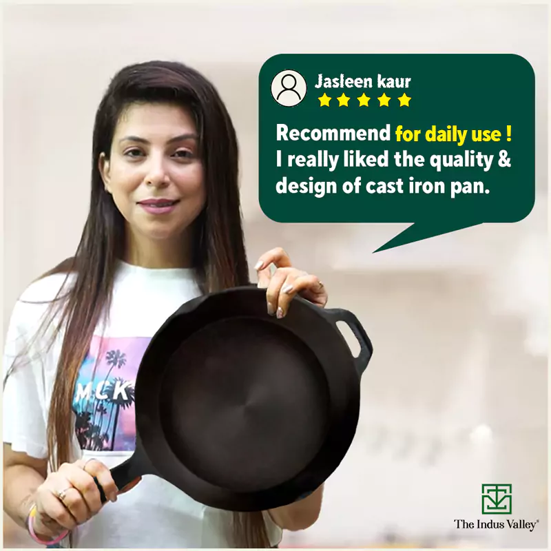 20.3cm CASTrong Cast Iron Fry Pan/Skillet 1.3L, Glass Lid, Pre-seasoned, Natural Nonstick, 100% Pure, Induction - Image 12