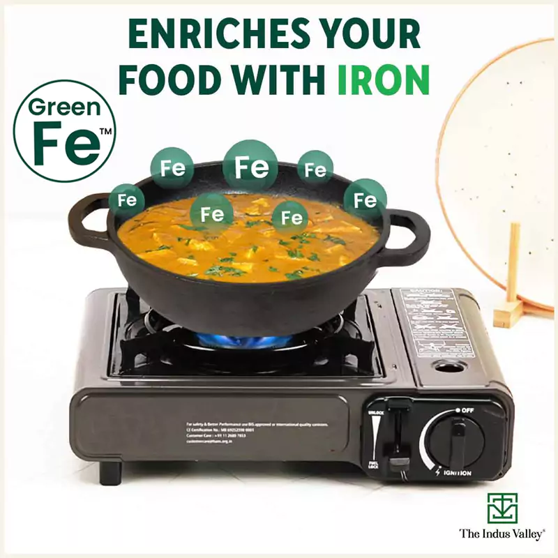 CASTrong Cast Iron Kadai 25.4 cm 2.3L, Pre-seasoned, Naturally Nonstick, 100% Pure, Toxin-free, Induction, Free 110 Spatula - Image 6