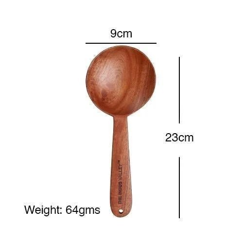 Neem Wood Cooking Ladle 23cm - Serve (Round | Handmade | 100% Natural Neem Wood) - Image 5