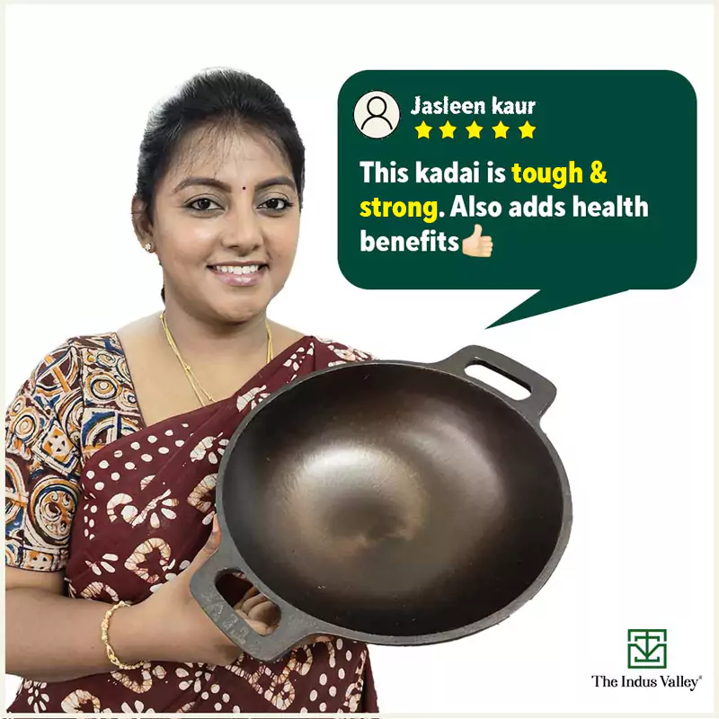 Super Smooth Cast Iron Kadai 1/1.3L (Wok Model), Pre-seasoned, Naturally Nonstick, 100% Pure, Toxin-free - Image 12
