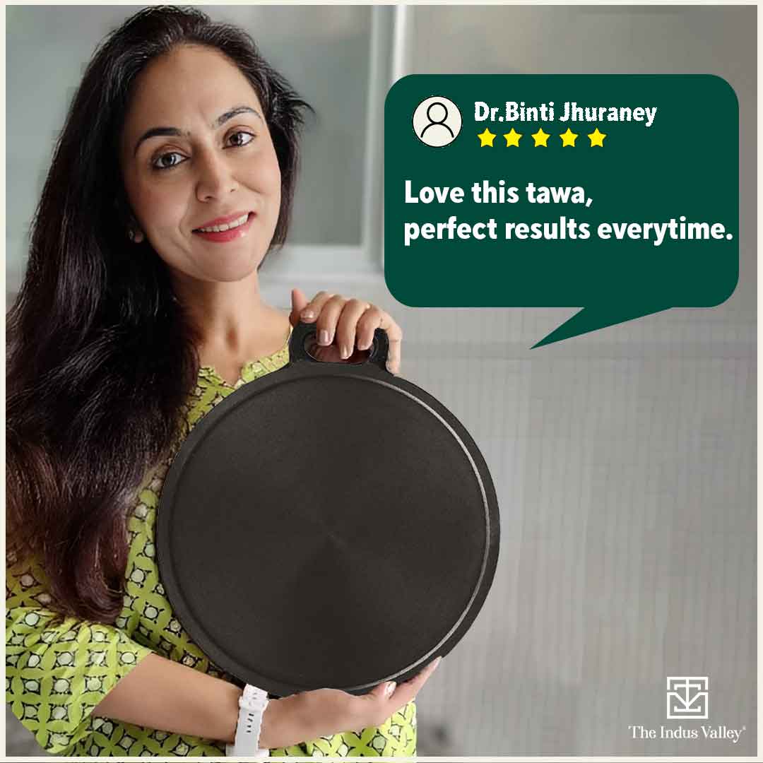 Super Smooth Cast Iron Tawa 30.5cm + Free 110 Spatula, Pre-seasoned, Naturally Nonstick, 100% Pure, Toxin-free 2.3kg - Image 12