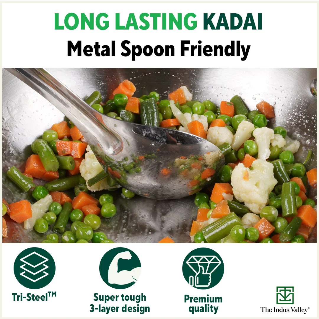 TurboCuk Tri-ply Stainless Steel Kadai 1.7/2.7/4L, Premium 3 Layer Body, Induction, Non-stick - Image 11